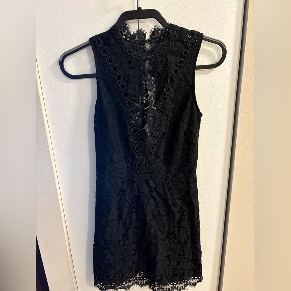 Free People x Saylor Cherie Black Lace Mini Bodycon Dress